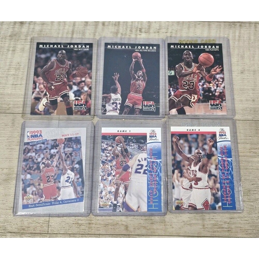 MICHAEL JORDAN 6 Card Lot 1992-93 SkyBox USA & 1993 Upper Deck Bulls Finals